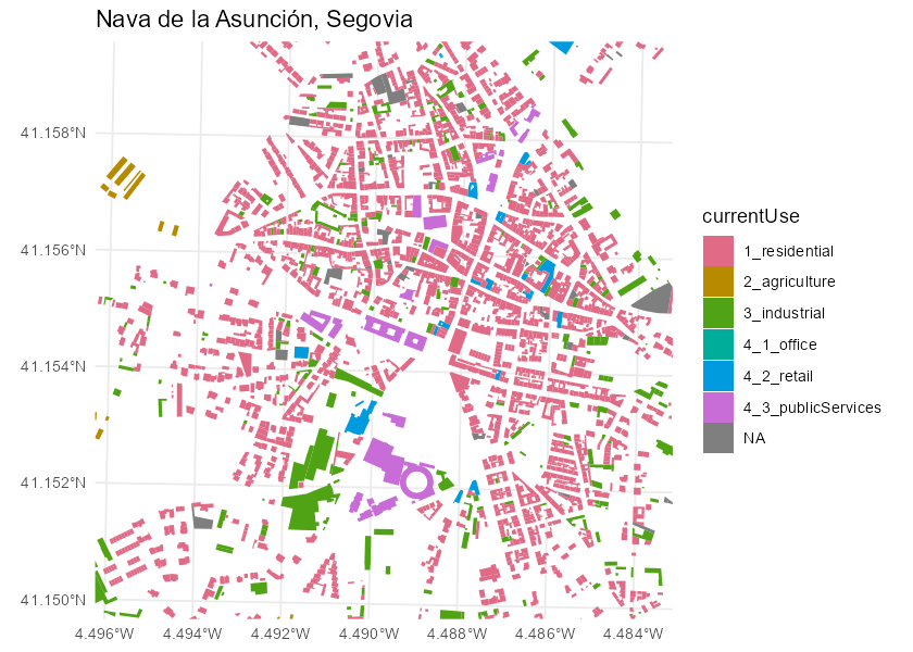 Extracting buildings in Nava de la Asuncion with the ATOM service